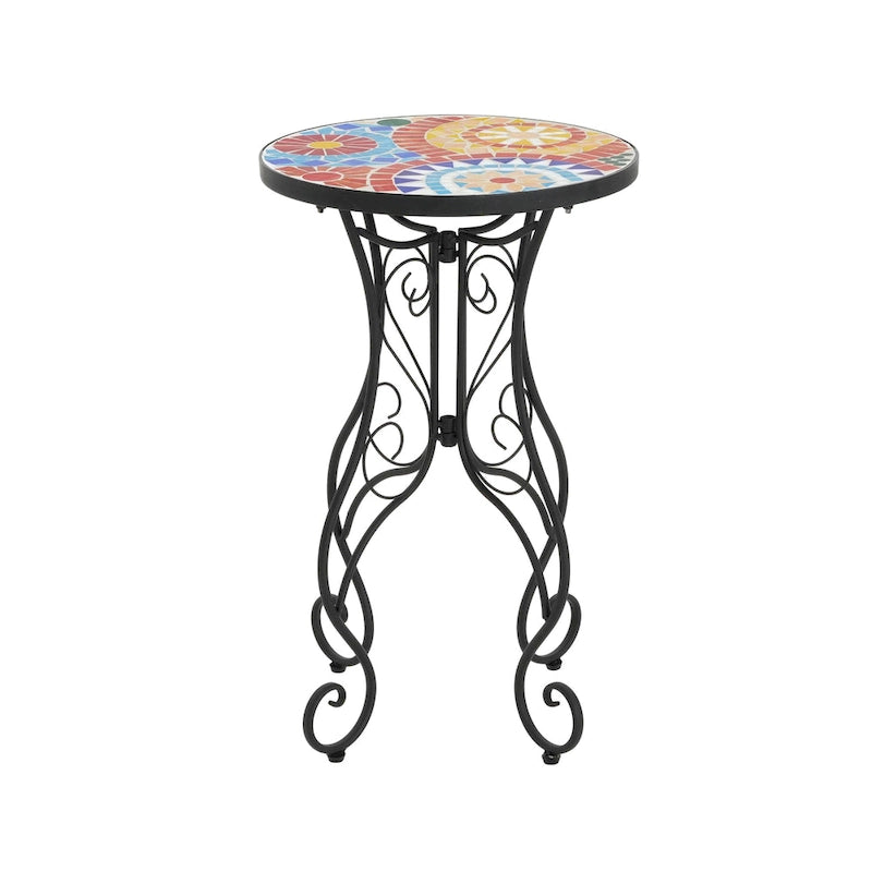 Table d'appoint de patio Résistante aux intempéries Table d'appoint Table basse ronde Support de plantes pour usage intérieur et extérieur