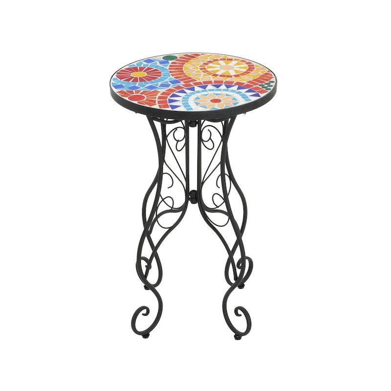 Table d'appoint de patio Résistante aux intempéries Table d'appoint Table basse ronde Support de plantes pour usage intérieur et extérieur