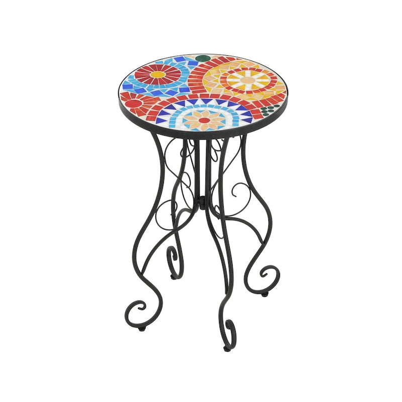 Table d'appoint de patio Résistante aux intempéries Table d'appoint Table basse ronde Support de plantes pour usage intérieur et extérieur