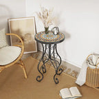 Table d'appoint de patio Résistante aux intempéries Table d'appoint Table basse ronde Support de plantes pour usage intérieur et extérieur