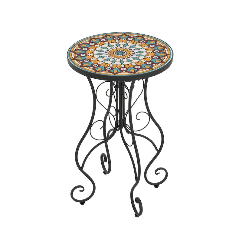 Table d'appoint de patio Résistante aux intempéries Table d'appoint Table basse ronde Support de plantes pour usage intérieur et extérieur