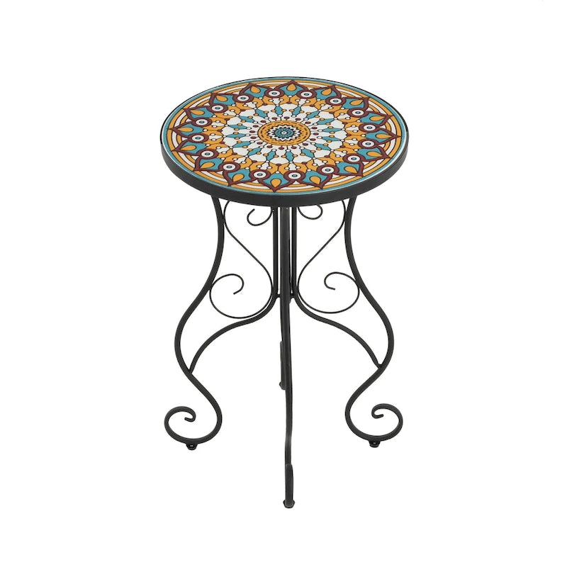 Table d'appoint de patio Résistante aux intempéries Table d'appoint Table basse ronde Support de plantes pour usage intérieur et extérieur