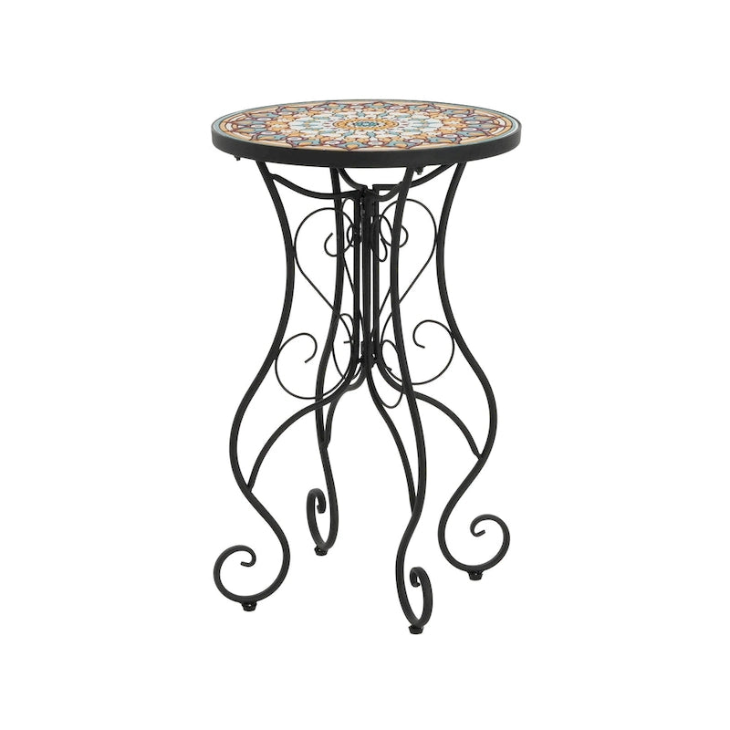 Table d'appoint de patio Résistante aux intempéries Table d'appoint Table basse ronde Support de plantes pour usage intérieur et extérieur