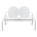 48.25 Outdoor Retro 2-Person Metal Tulip Double Glider Patio Chair, White
