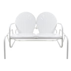 48.25 Outdoor Retro 2-Person Metal Tulip Double Glider Patio Chair, White