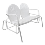 Fauteuil à bascule double en métal rétro tulipe pour 2 personnes de 48,25 po, blanc
