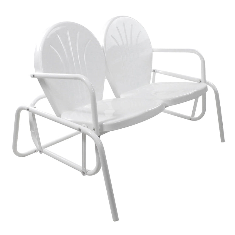 Fauteuil à bascule double en métal rétro tulipe pour 2 personnes de 48,25 po, blanc
