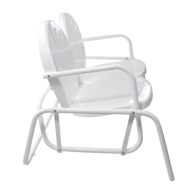 Fauteuil à bascule double en métal rétro tulipe pour 2 personnes de 48,25 po, blanc