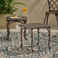 Outdoor Side Tables Set of 2, Patio Square End Tables Accent Table Sofa Side Tables with Woven Latticework Tabletop