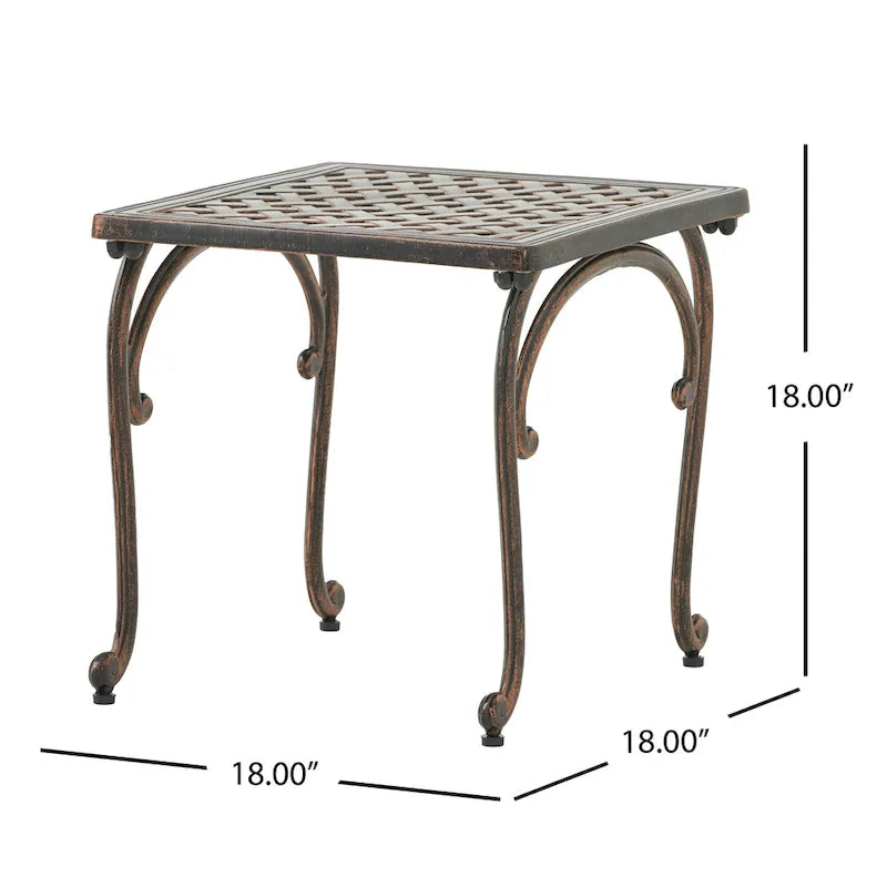 Tables d'appoint d'extérieur, lot de 2, tables d'appoint carrées pour terrasse, tables de chevet avec plateau en treillis tressé