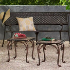 Tables d'appoint d'extérieur, lot de 2, tables d'appoint carrées pour terrasse, tables de chevet avec plateau en treillis tressé