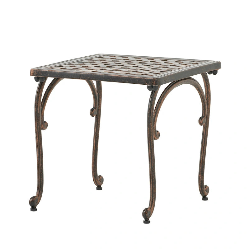 Tables d'appoint d'extérieur, lot de 2, tables d'appoint carrées pour terrasse, tables de chevet avec plateau en treillis tressé