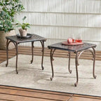 Tables d'appoint d'extérieur, lot de 2, tables d'appoint carrées pour terrasse, tables de chevet avec plateau en treillis tressé
