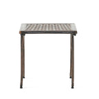 Tables d'appoint d'extérieur, lot de 2, tables d'appoint carrées pour terrasse, tables de chevet avec plateau en treillis tressé