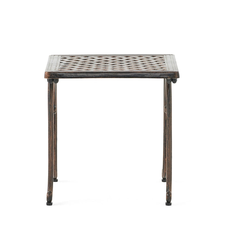 Tables d'appoint d'extérieur, lot de 2, tables d'appoint carrées pour terrasse, tables de chevet avec plateau en treillis tressé