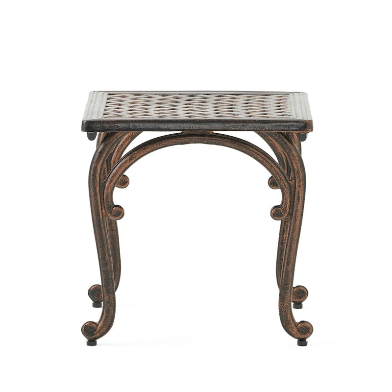 Tables d'appoint d'extérieur, lot de 2, tables d'appoint carrées pour terrasse, tables de chevet avec plateau en treillis tressé