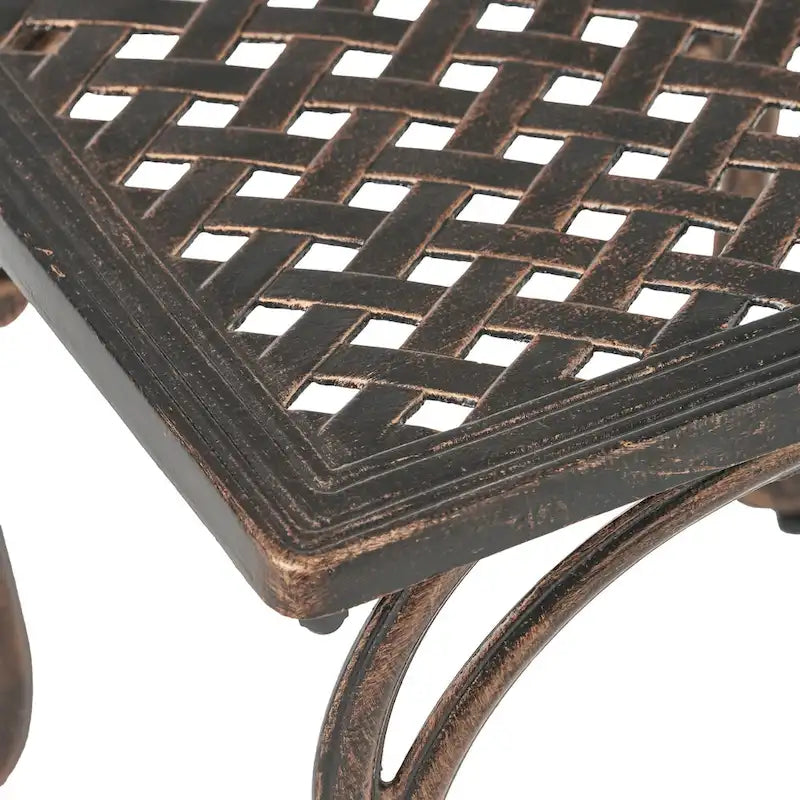Tables d'appoint d'extérieur, lot de 2, tables d'appoint carrées pour terrasse, tables de chevet avec plateau en treillis tressé