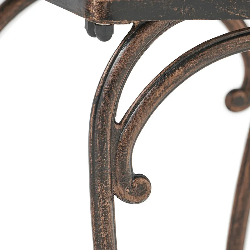 Tables d'appoint d'extérieur, lot de 2, tables d'appoint carrées pour terrasse, tables de chevet avec plateau en treillis tressé