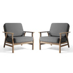 Jamie, lot de 2 fauteuils de club d'extérieur en bois d'acacia avec coussins, 31 po L.