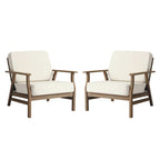 Jamie, lot de 2 fauteuils de club d'extérieur en bois d'acacia avec coussins, 31 po L.