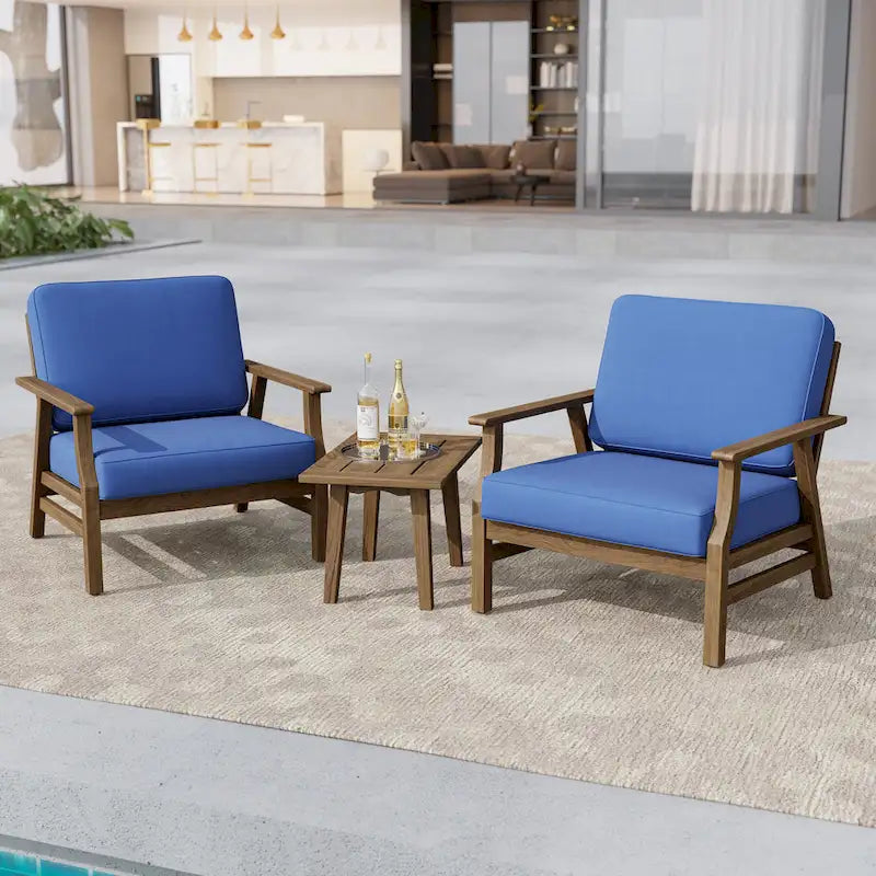 Jamie, lot de 2 fauteuils de club d'extérieur en bois d'acacia avec coussins, 31 po L.