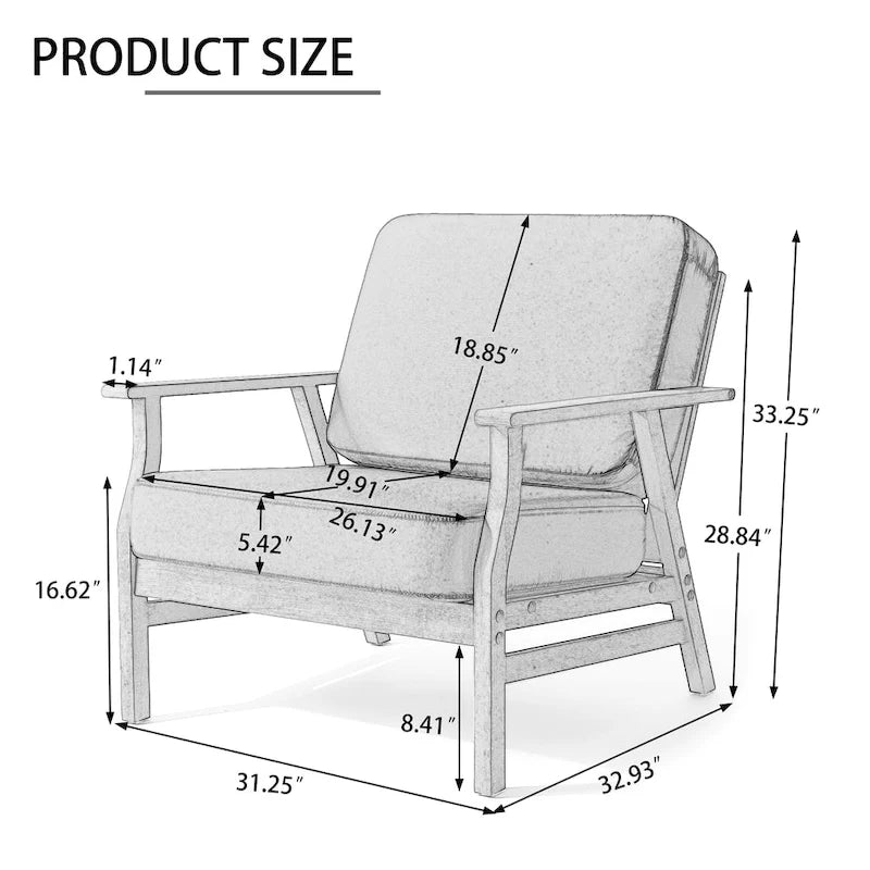 Jamie, lot de 2 fauteuils de club d'extérieur en bois d'acacia avec coussins, 31 po L.
