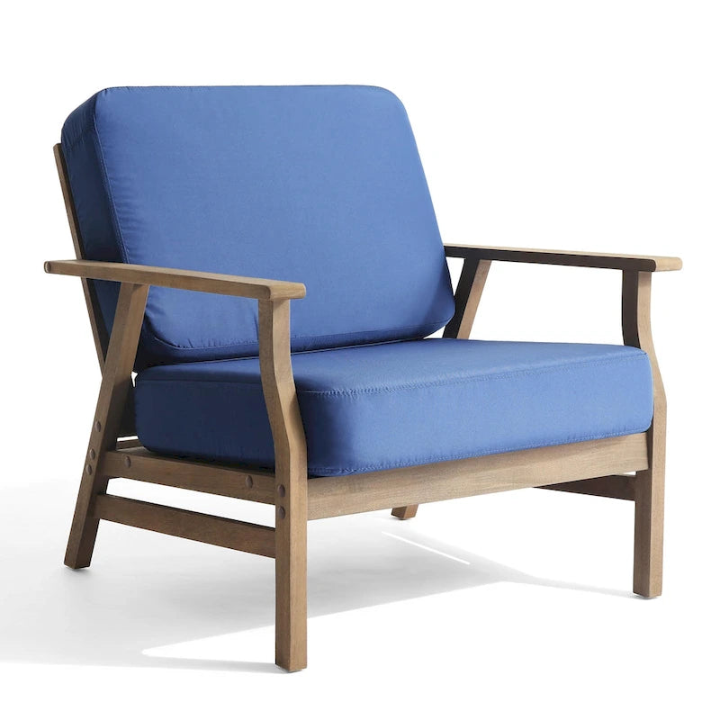 Jamie, lot de 2 fauteuils de club d'extérieur en bois d'acacia avec coussins, 31 po L.