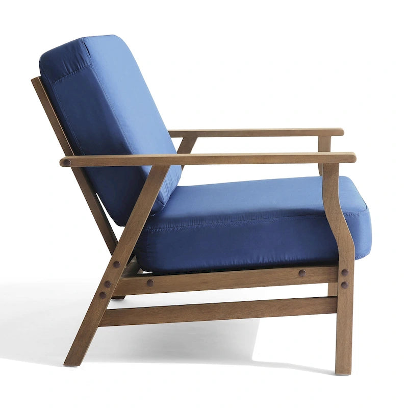 Jamie, lot de 2 fauteuils de club d'extérieur en bois d'acacia avec coussins, 31 po L.