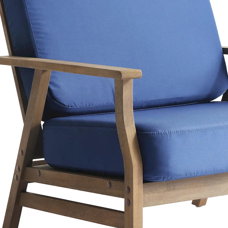 Jamie, lot de 2 fauteuils de club d'extérieur en bois d'acacia avec coussins, 31 po L.