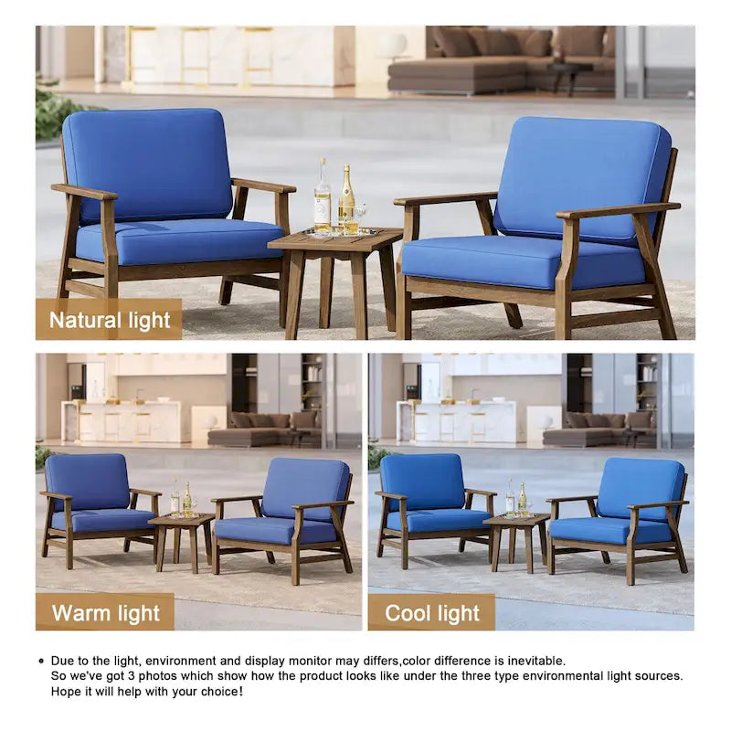 Jamie, lot de 2 fauteuils de club d'extérieur en bois d'acacia avec coussins, 31 po L.