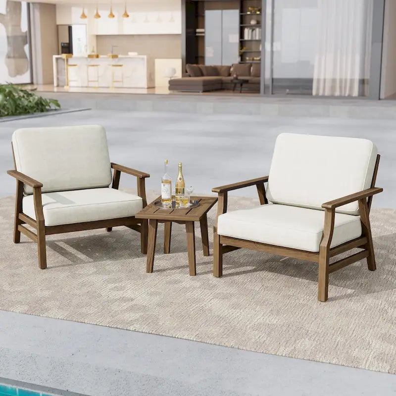 Jamie, lot de 2 fauteuils de club d'extérieur en bois d'acacia avec coussins, 31 po L.