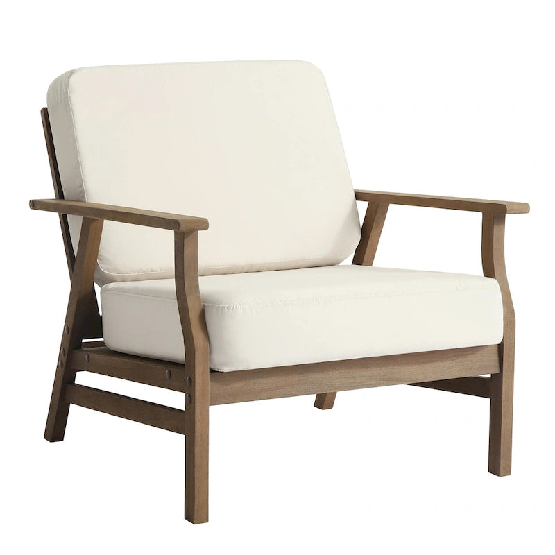 Jamie, lot de 2 fauteuils de club d'extérieur en bois d'acacia avec coussins, 31 po L.