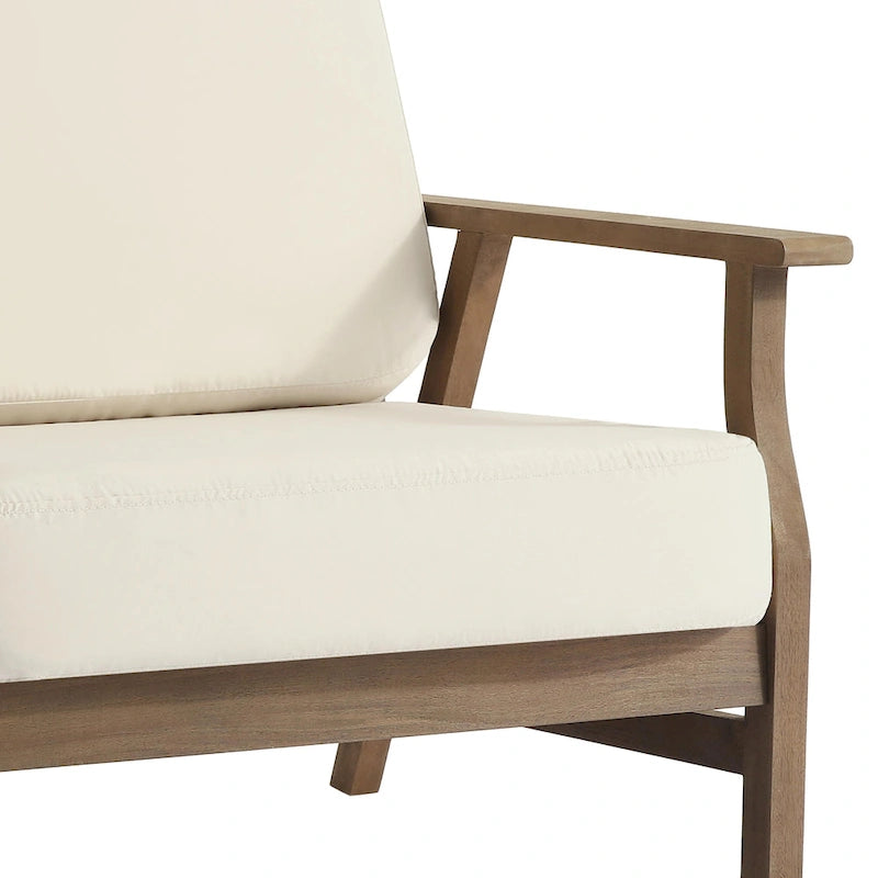 Jamie, lot de 2 fauteuils de club d'extérieur en bois d'acacia avec coussins, 31 po L.