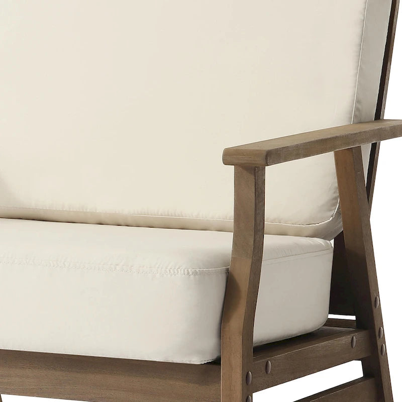 Jamie, lot de 2 fauteuils de club d'extérieur en bois d'acacia avec coussins, 31 po L.