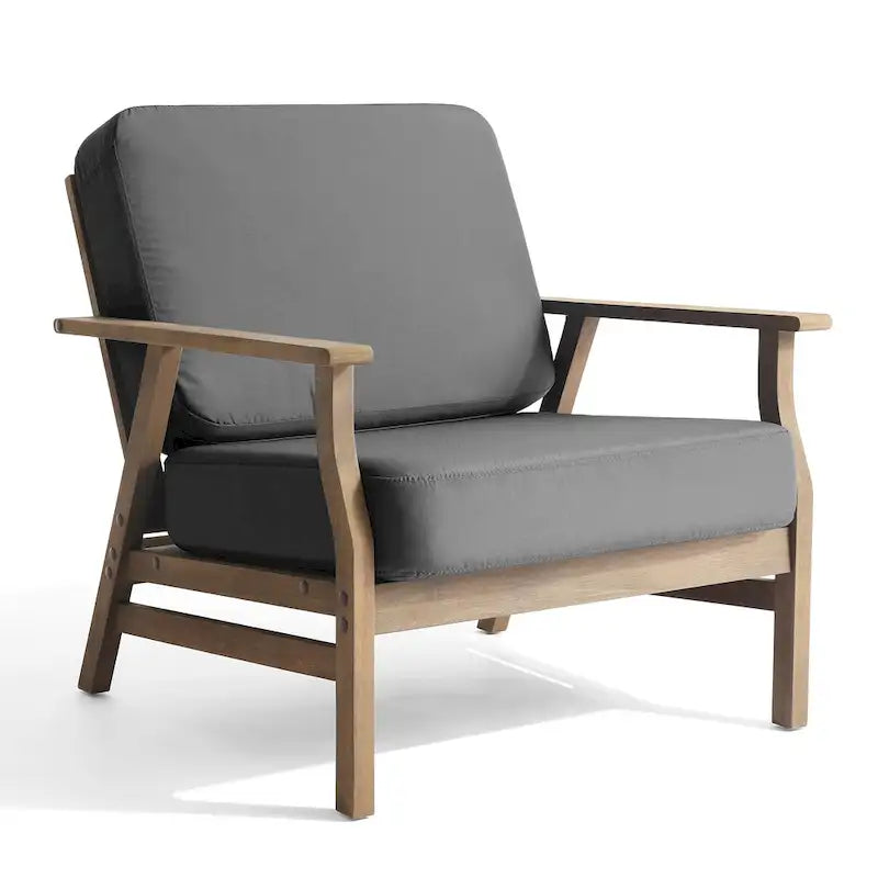 Jamie, lot de 2 fauteuils de club d'extérieur en bois d'acacia avec coussins, 31 po L.