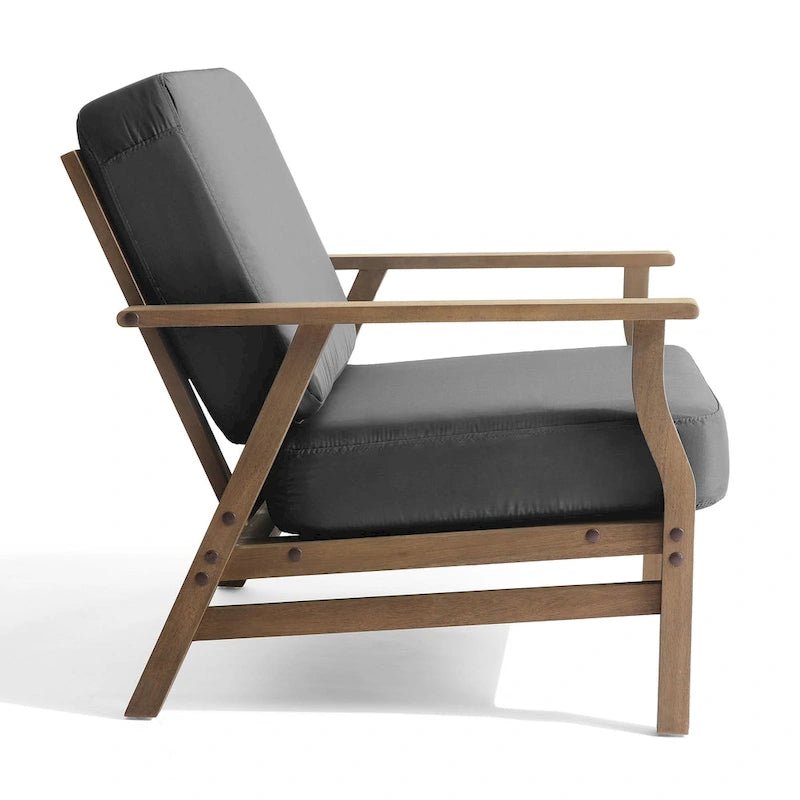Jamie, lot de 2 fauteuils de club d'extérieur en bois d'acacia avec coussins, 31 po L.