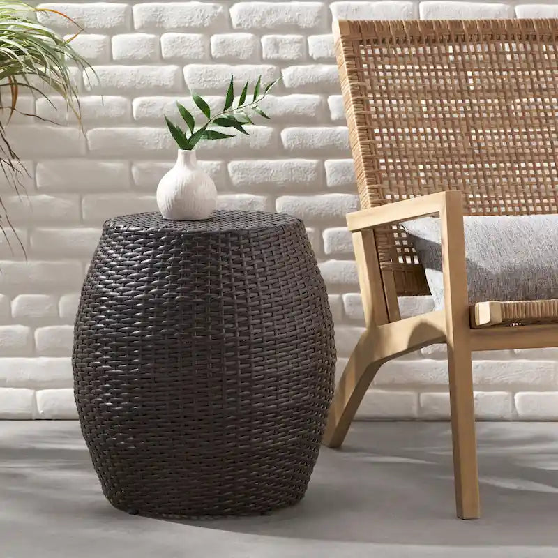 Table d'appoint de patio en osier d'extérieur de 14,00 po
