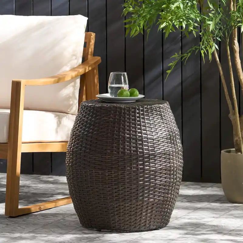 Table d'appoint de patio en osier d'extérieur de 14,00 po