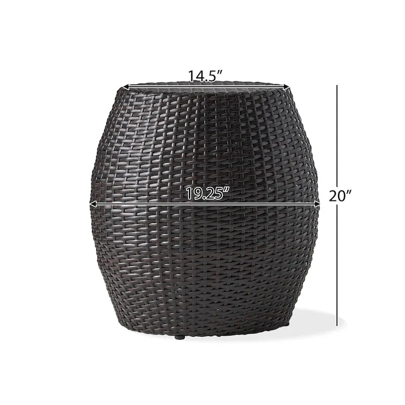 Table d'appoint de patio en osier d'extérieur de 14,00 po