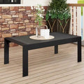 Aluminum Outdoor Coffee Table, Modern Coffee Table for Outside, Rectangle Patio Coffee Table-Black