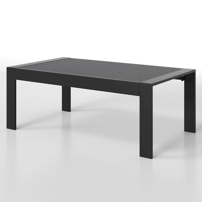 Table basse d'extérieur en aluminium, table basse moderne pour l'extérieur, table basse de patio rectangulaire - Noir