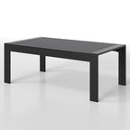 Table basse d'extérieur en aluminium, table basse moderne pour l'extérieur, table basse de patio rectangulaire - Noir