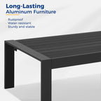 Table basse d'extérieur en aluminium, table basse moderne pour l'extérieur, table basse de patio rectangulaire - Noir