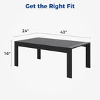 Table basse d'extérieur en aluminium, table basse moderne pour l'extérieur, table basse de patio rectangulaire - Noir