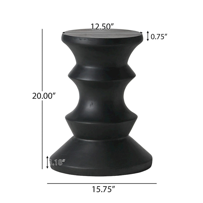 Table d'appoint en béton noir de 20 pouces, légère, moderne, intérieure/extérieure