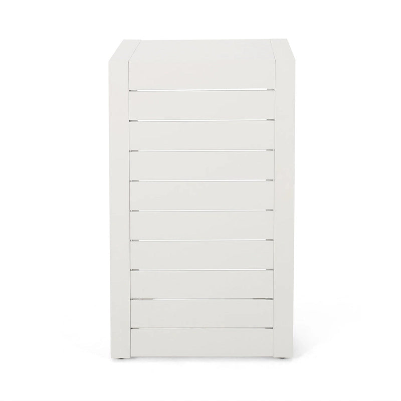 Table d'appoint Coral en aluminium, 24 pouces, métal blanc, design en C, extérieur
