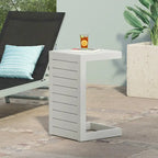 Table d'appoint Coral en aluminium, 24 pouces, métal blanc, design en C, extérieur