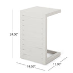Table d'appoint Coral en aluminium, 24 pouces, métal blanc, design en C, extérieur