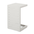 Table d'appoint Coral en aluminium, 24 pouces, métal blanc, design en C, extérieur