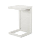 Table d'appoint Coral en aluminium, 24 pouces, métal blanc, design en C, extérieur